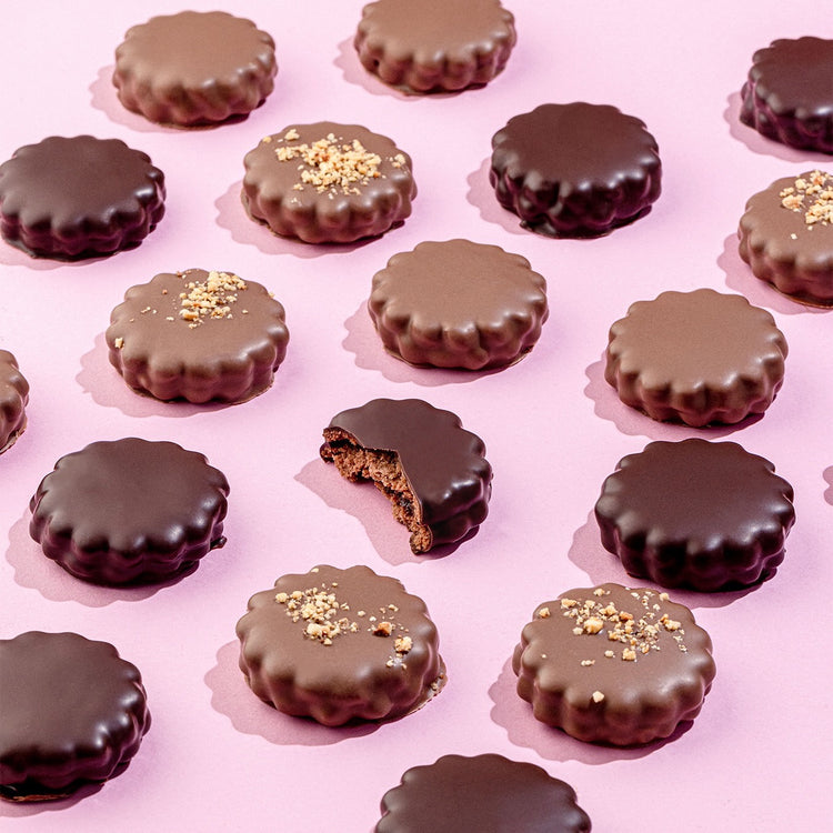 An elegant showcase of Milk Chocolate Sablés