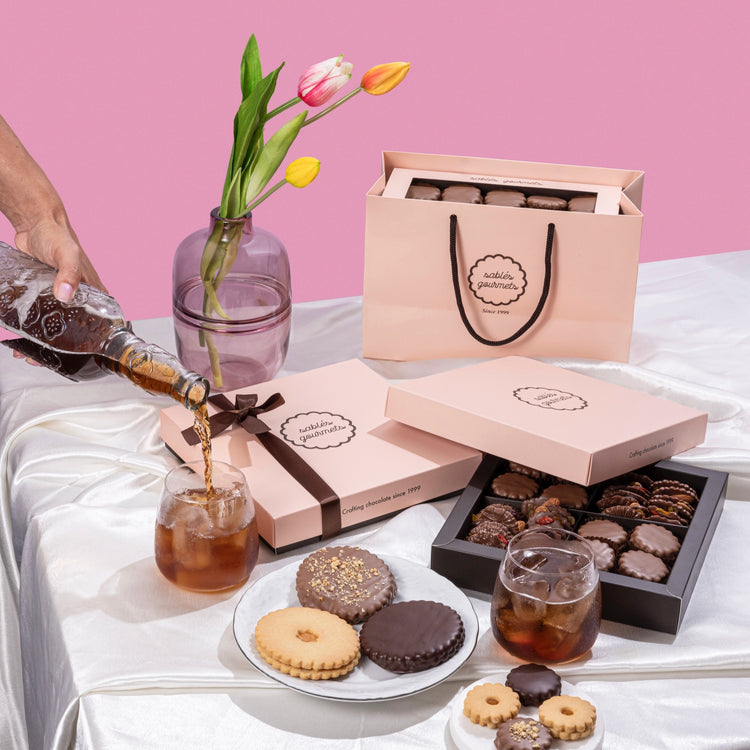 A luxury pairing of Sablés and fine wine for a gourmet dessert experience