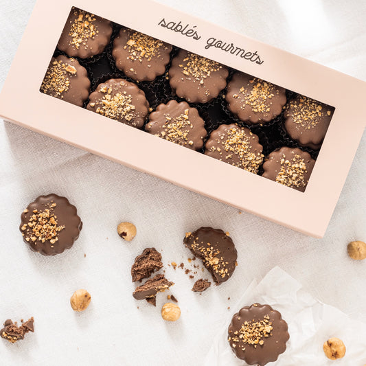 A premium lifestyle image of Hazelnut Sablés, ideal for indulgence or luxury gifting