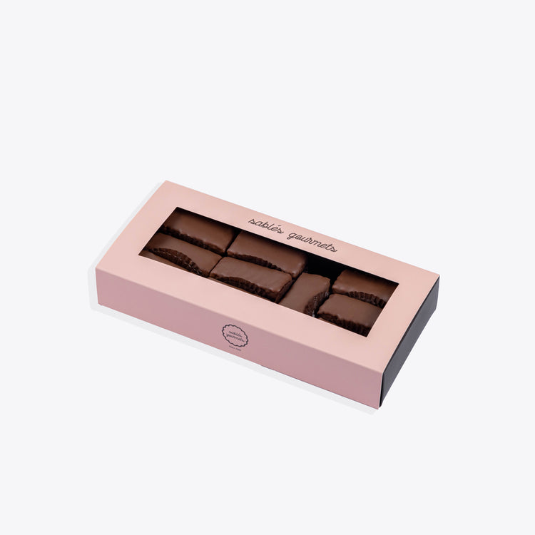 A crunchy coconut wafer coated in creamy milk chocolate, handcrafted for a unique treat