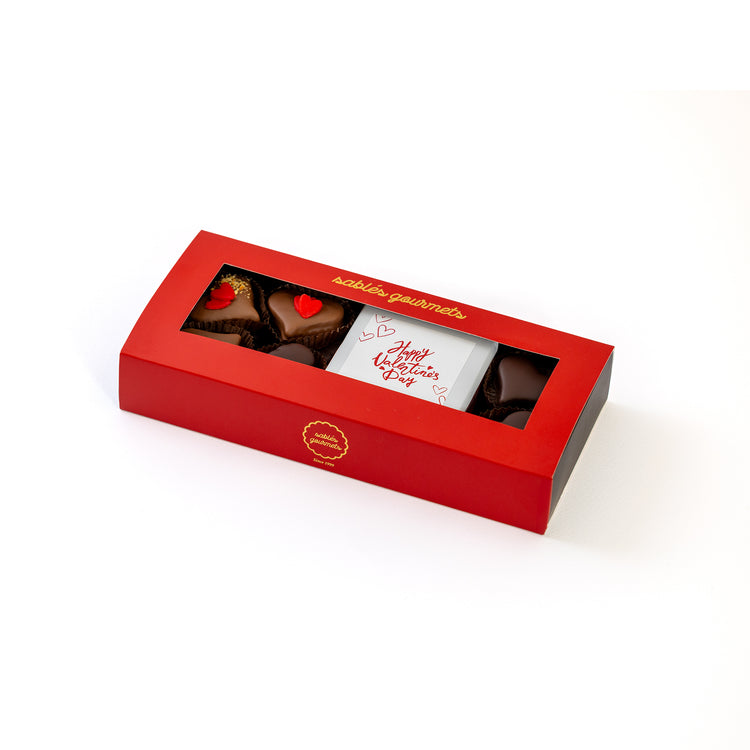 A premium selection of handcrafted chocolates, perfect for Valentine’s Day gifting.