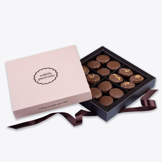 A gift box of milk and hazelnut Sablés, perfect for gifting or personal treats.