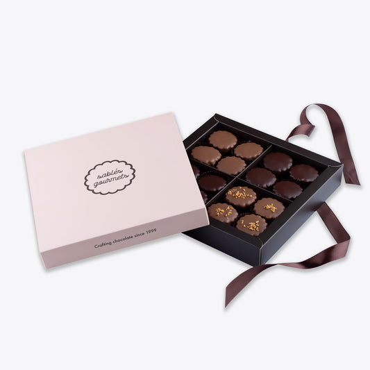 A best seller featuring a variety of buttery and chocolate-coated Sablés